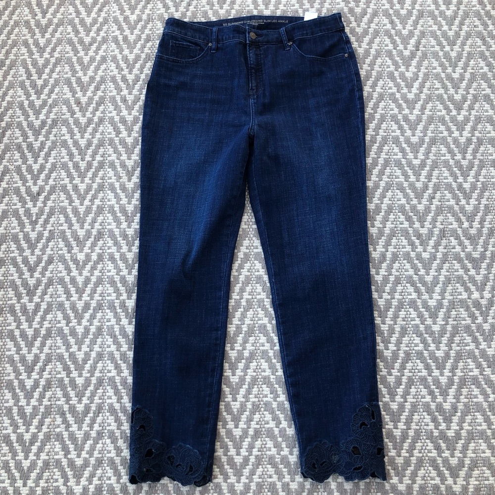 Chico’s girlfriend floral cutwork ankle jeans size 2T